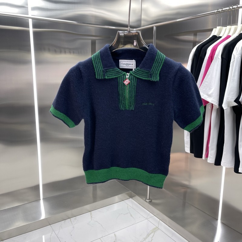 Comercio exterior casa Casablanca suéter suéter de manga corta jacquard cardigan polo pareja pantalones cortos traje