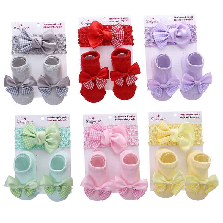 cute children's solid color socks with bow