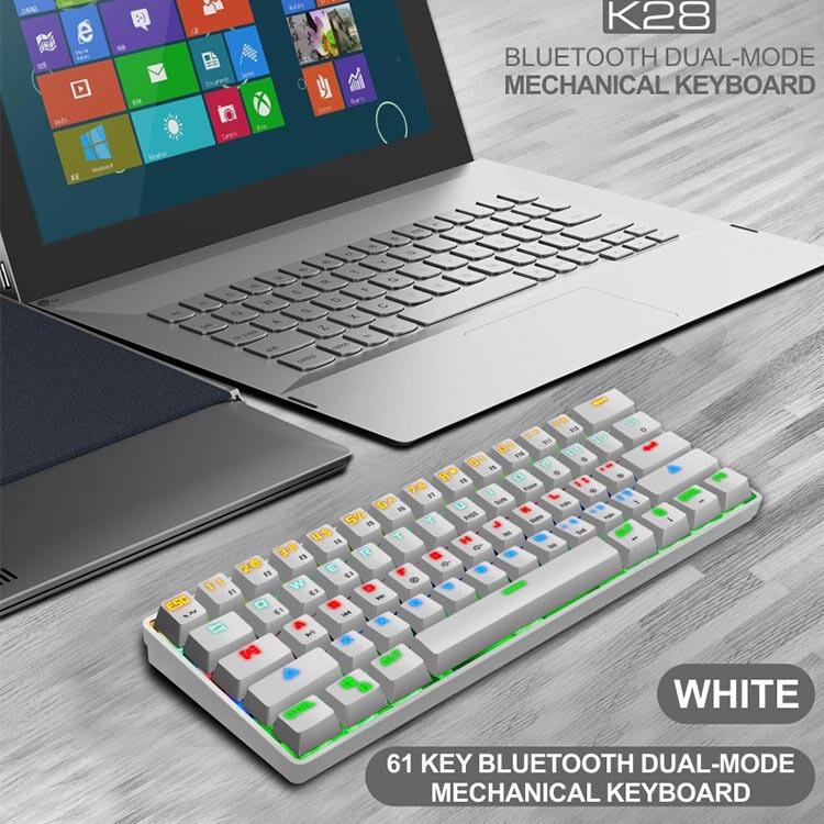 Cross-border Green axis K28 Bluetooth wired 61 key RGB mechanical keyboard tablet MAC mobile phone charging office game Cross-border Green axis K28 Bluetooth wired 61 key RGB mechanical keyboard tablet MAC mobile phone charging office game