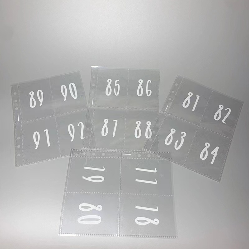 Venta caliente transfronteriza A5 transparente de seis agujeros de cuatro rejillas 1-100 Impresión digital página interior Foto Libro de tarjetas de hojas sueltas página interior de hojas sueltas