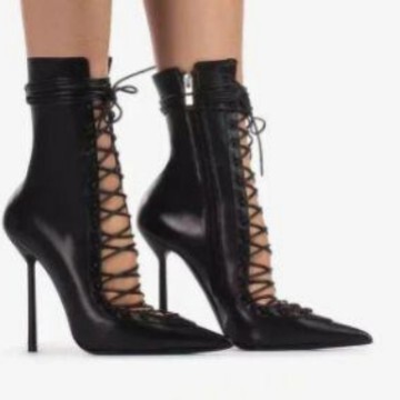 European and American Style Summer New Cross-Tie Sandals ~ Elegant Pointed Toe Cut Out Side Zipper Super High Heel Sexy Boots