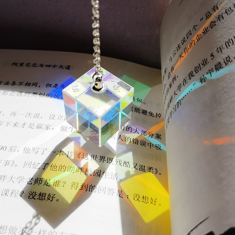 Sol catcher cadena colgante color prisma Cubo de luz sol catcher adornos cristal óptico equipo enseñanza
