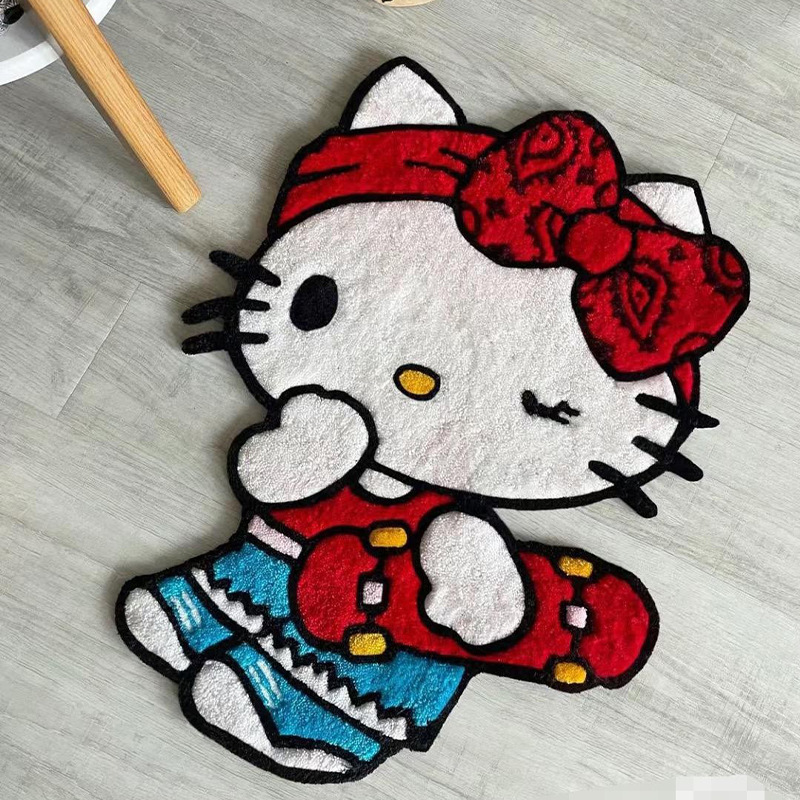 跨境代发可爱KT猫装饰毯加厚仿羊绒少女心房间装饰毯浴室吸水垫|undefined