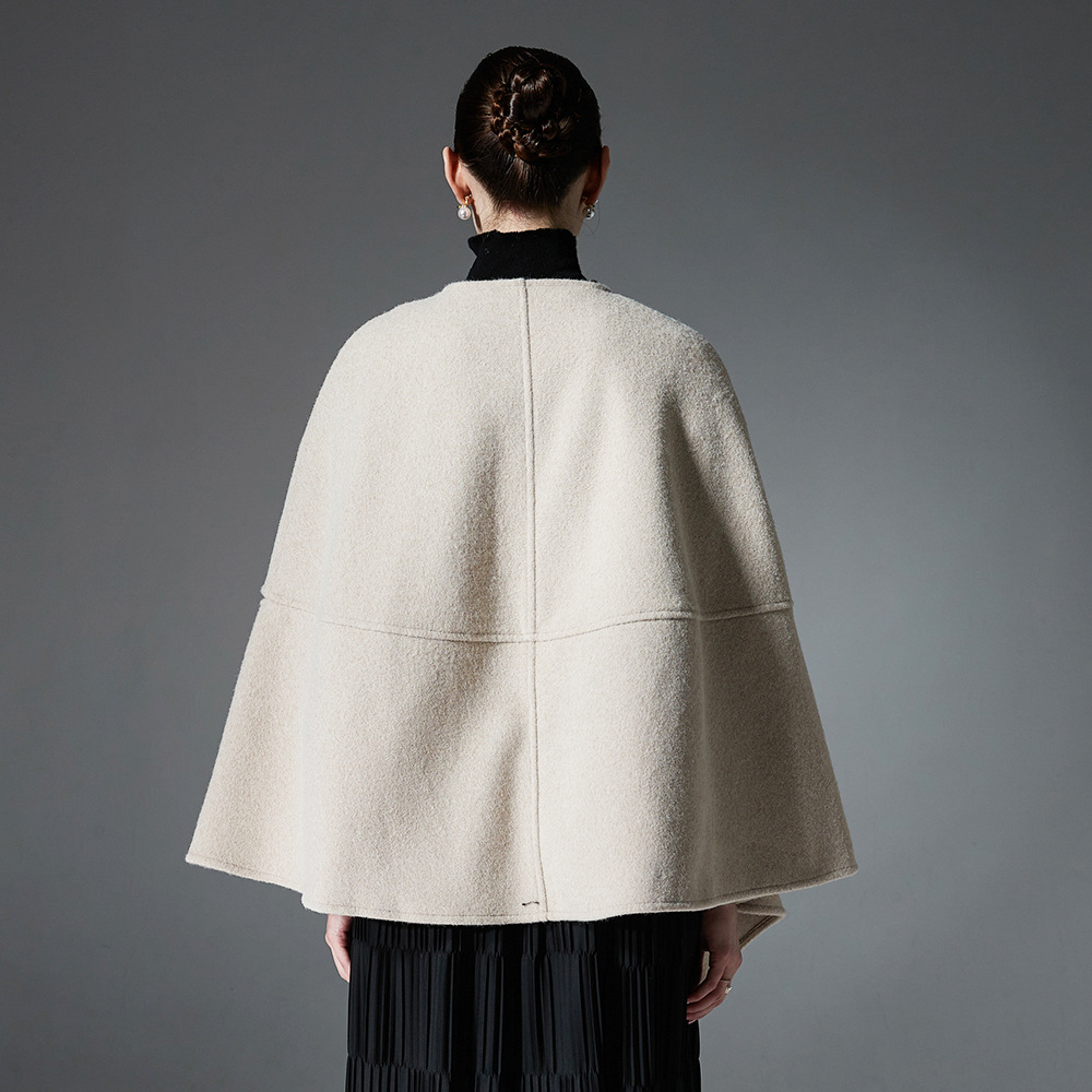 Button Double-faced Woolen Goods Shawl