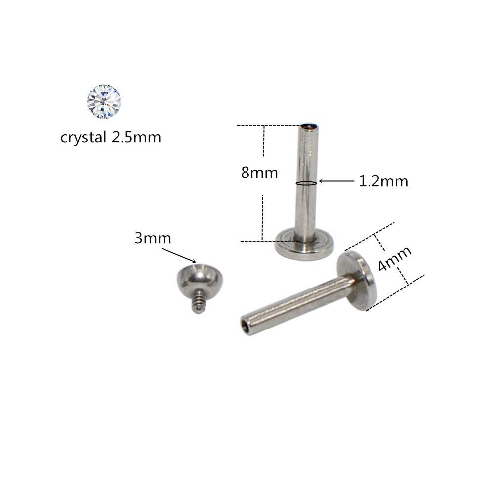 Personalized Stainless Steel Nose Piercing Stud With Rhinestone_voghion.com