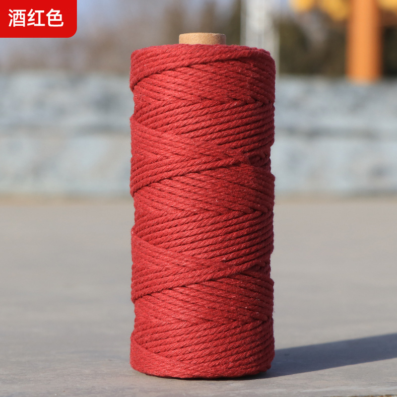 Cuerdas de algodón de color transfronterizas tejidas de algodón 2mm3mm4mm cuerdas de algodón hechas a mano cuerdas decorativas DIY cuerdas de algodón de color colgantes