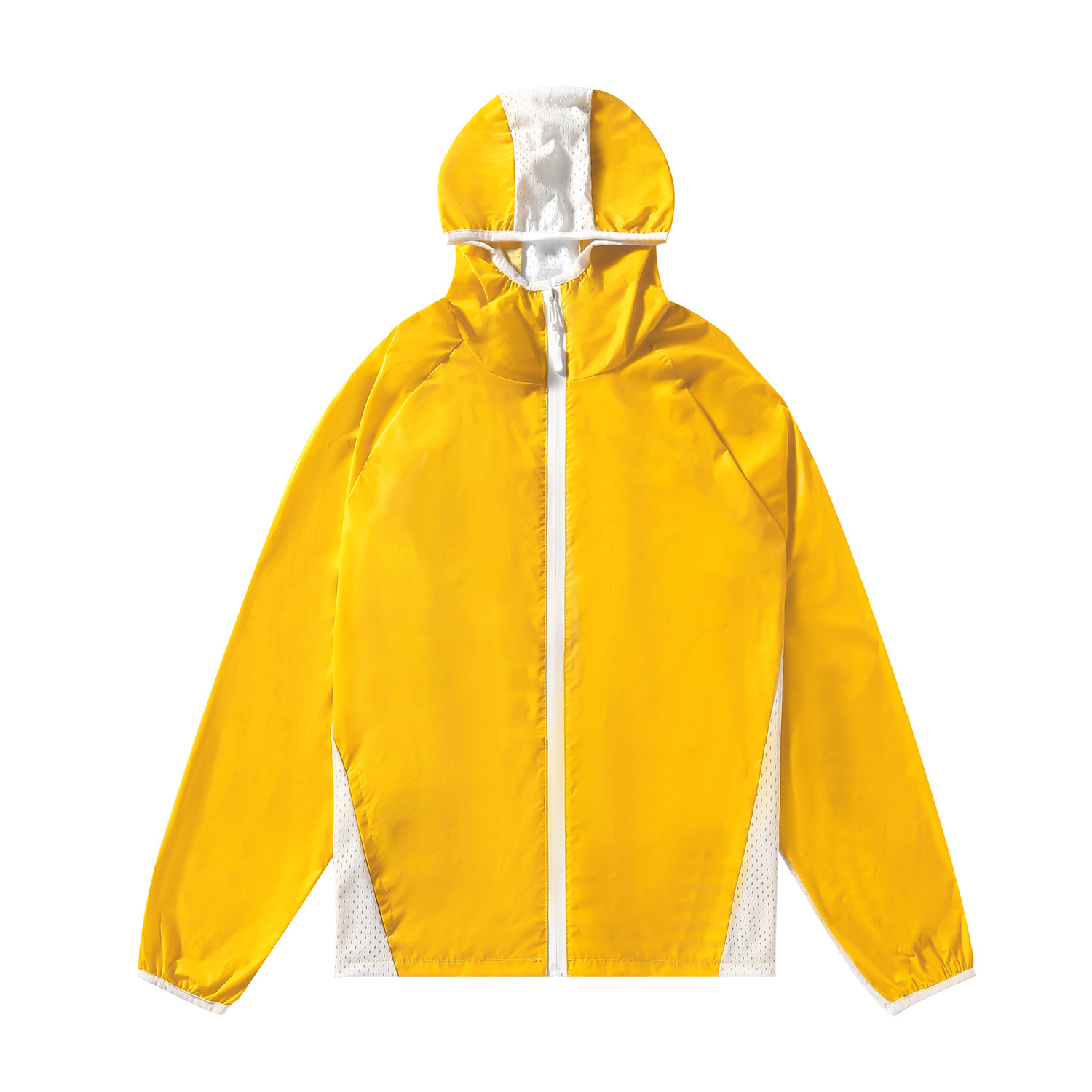 Abbigliamento da uomo, giacca riflettente colorata, sport all'aria aperta, con giunture in rete, giacca con cappuccio traspirante_voghion.com