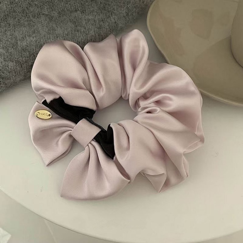 Piccolo fiocco ~ Fascia per capelli in raso di alta qualità con intestino crasso, accessori per capelli da donna, semplice ed elegante, corda per capelli con pallina francese_voghion.com