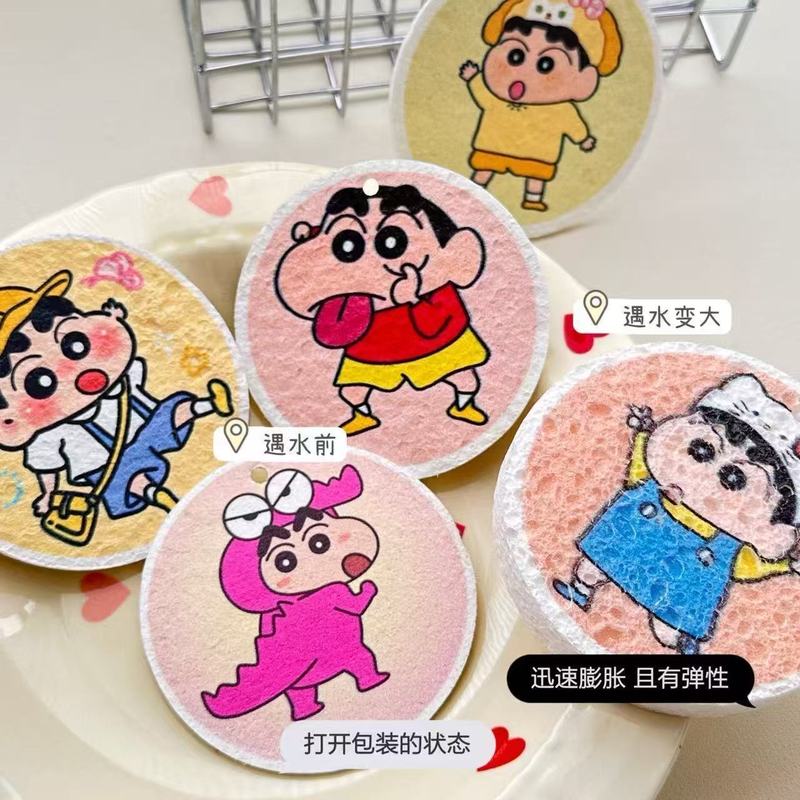 ラウンド増粘圧縮木材パルプ綿漫画食器洗い綿バススポンジキッチンクリーニング用品たわし除染綿|undefined