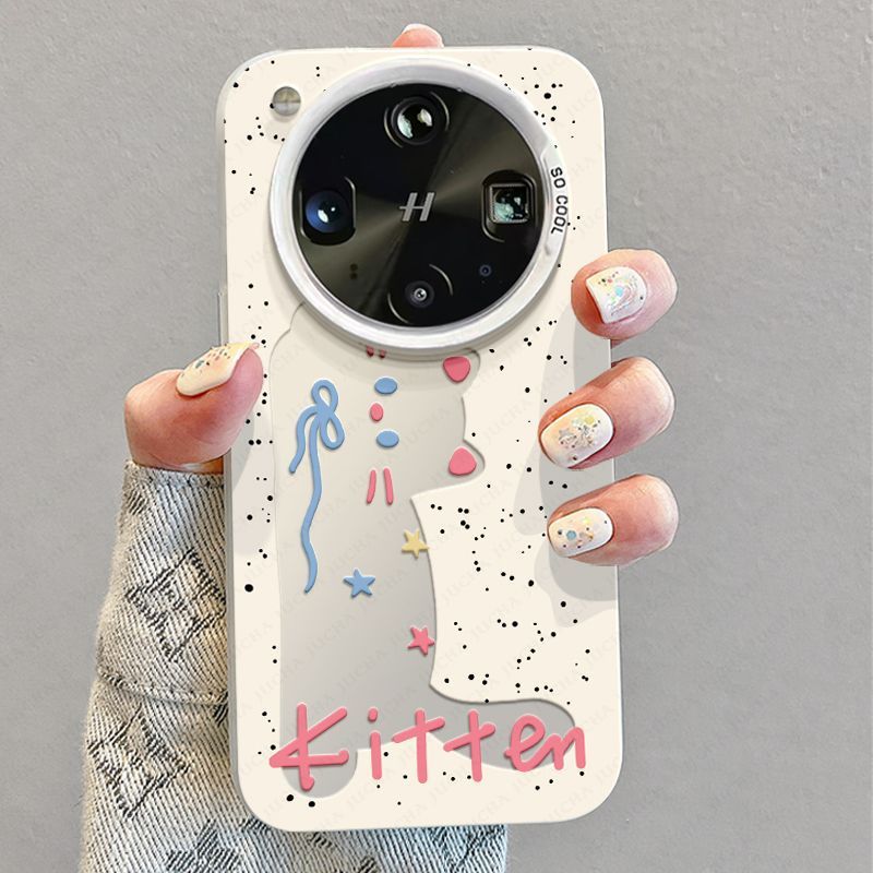 oppofindx8s+ スタンド付き携帯電話ケース findx8ultra 落下防止携帯電話ケース かわいい中空猫に適しています。|undefined