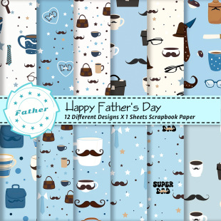 Cross-Border Funny Father's Day Theme Cultural and Creative Decoration Handbook Material Paper Scrapbook Background Paper Base Paper Collage