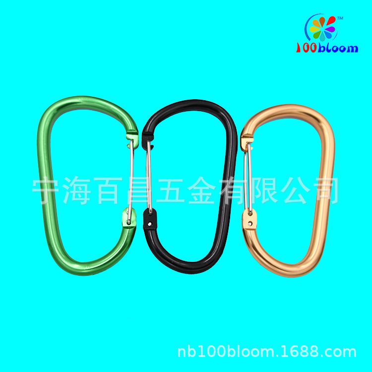 Factory wholesale 14cm d-type aluminum alloy large wire buckle carabiner spring hook outdoor hammock hook