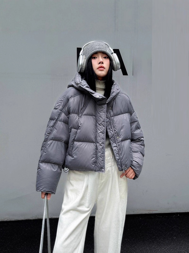 demi-season short velvet down jacket