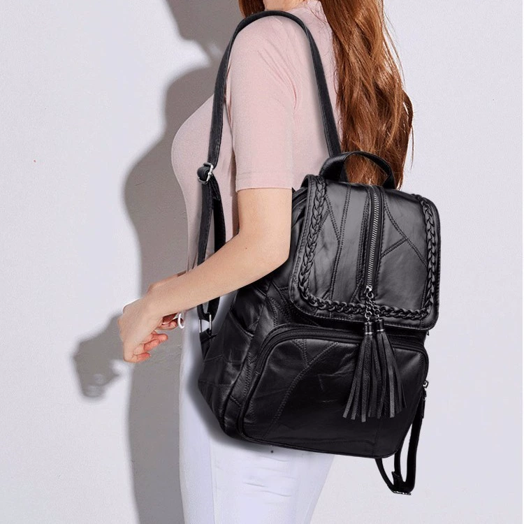 Polyurethane fashionable backpack for leisure, universal trend travel bag, shoulder bag