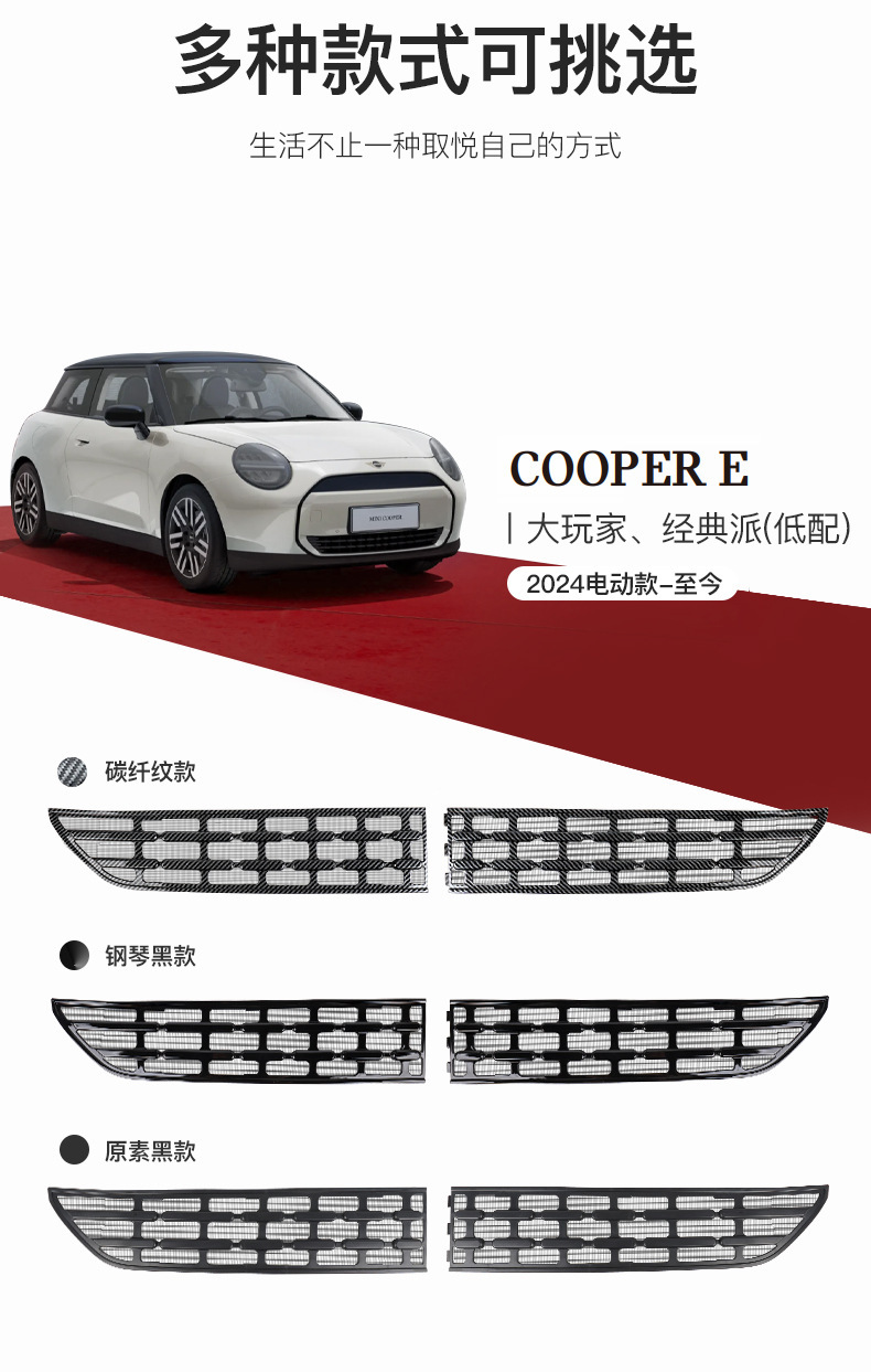 Suitable for New Electric Bmw Minij01 Front Grille J01 Decorative Air Inlet Anti-Insect Grille Black Modification