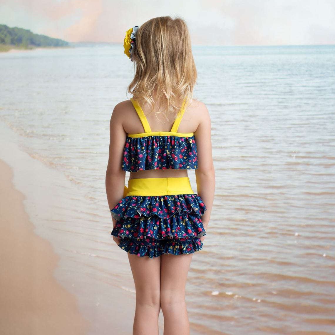 2023 verano nuevo traje de baño floral Correa traje de baño niños split bikini playa vacaciones traje de baño