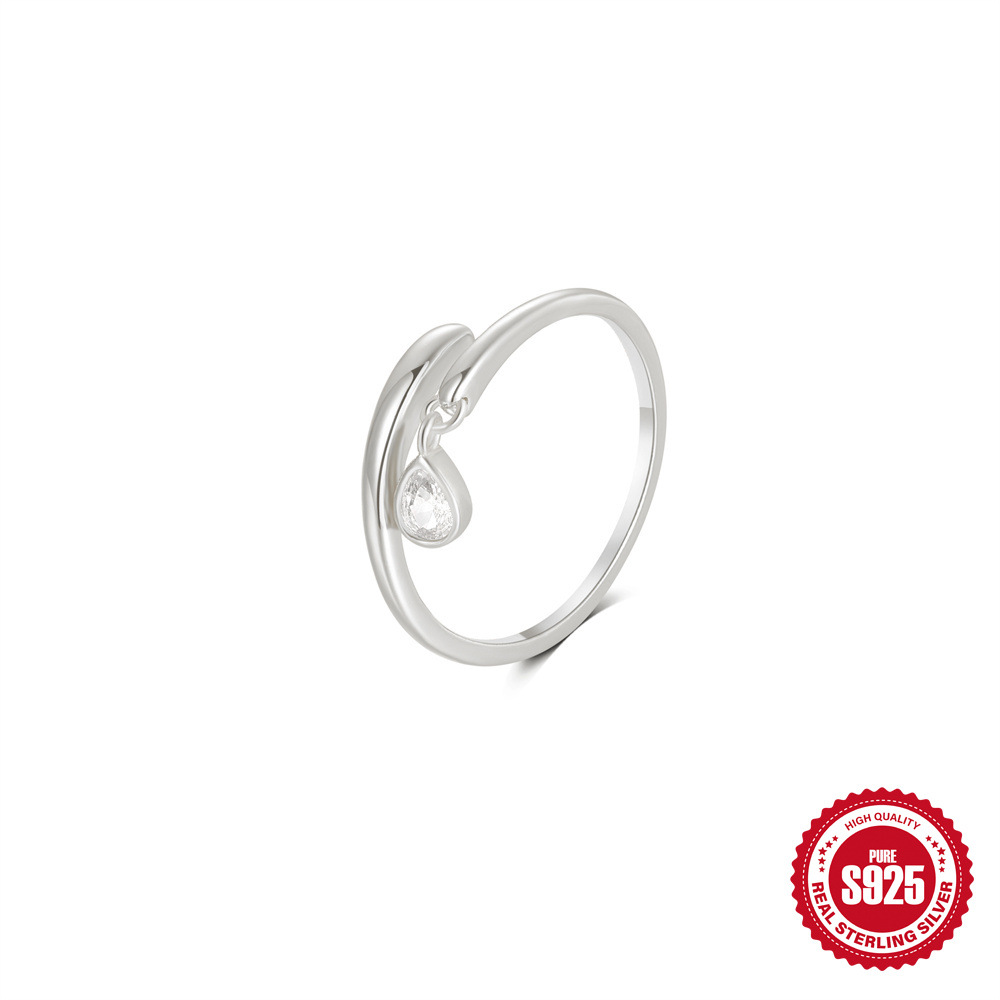 Japón y Corea del Sur s925 plata esterlina viento frío cruz pequeña fila anillo de diamantes mujer uso diario anillo de cola de dedo índice con incrustaciones de circón