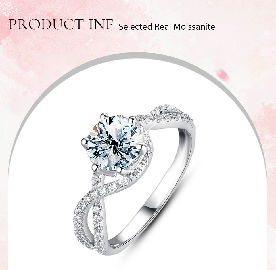 Elegant Luxurious Round Sterling Silver Moissanite Rings In Bulk display picture 1