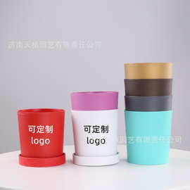 PP塑料花盆栽多肉绿萝植物仿陶瓷创意圆形小花盆