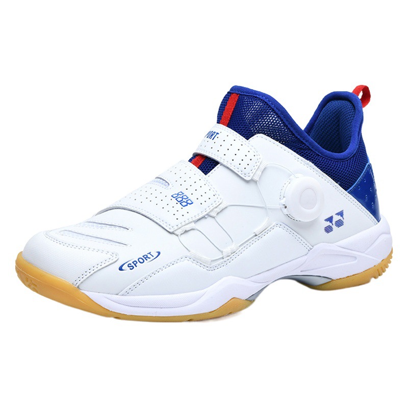 Venta al por mayor zapatos de bádminton para hombres y mujeres profesionales antideslizantes resistentes al desgaste transpirable botón giratorio Placa de carbono entrenamiento de competencia para niños