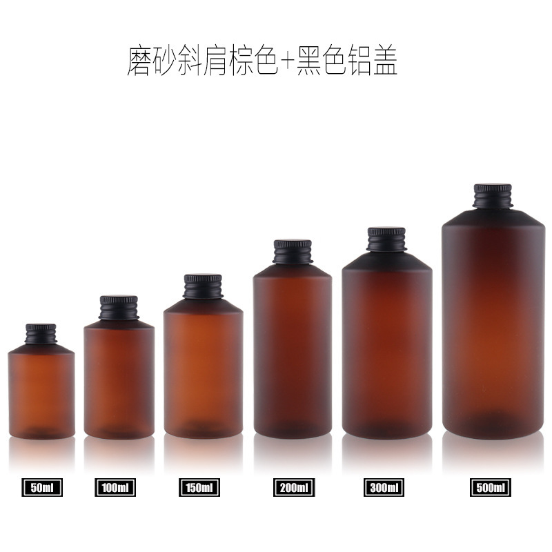 メーカー直供50ml-500mlの緑色の茶色のつや消しの肩のpetの純露の瓶の現物|undefined