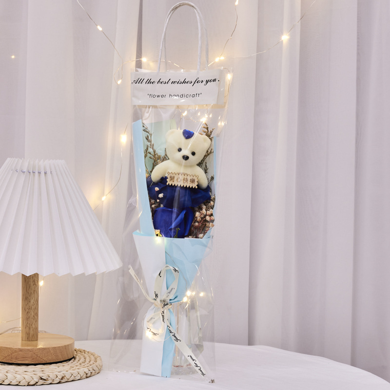 一朵花+小熊 蓝色