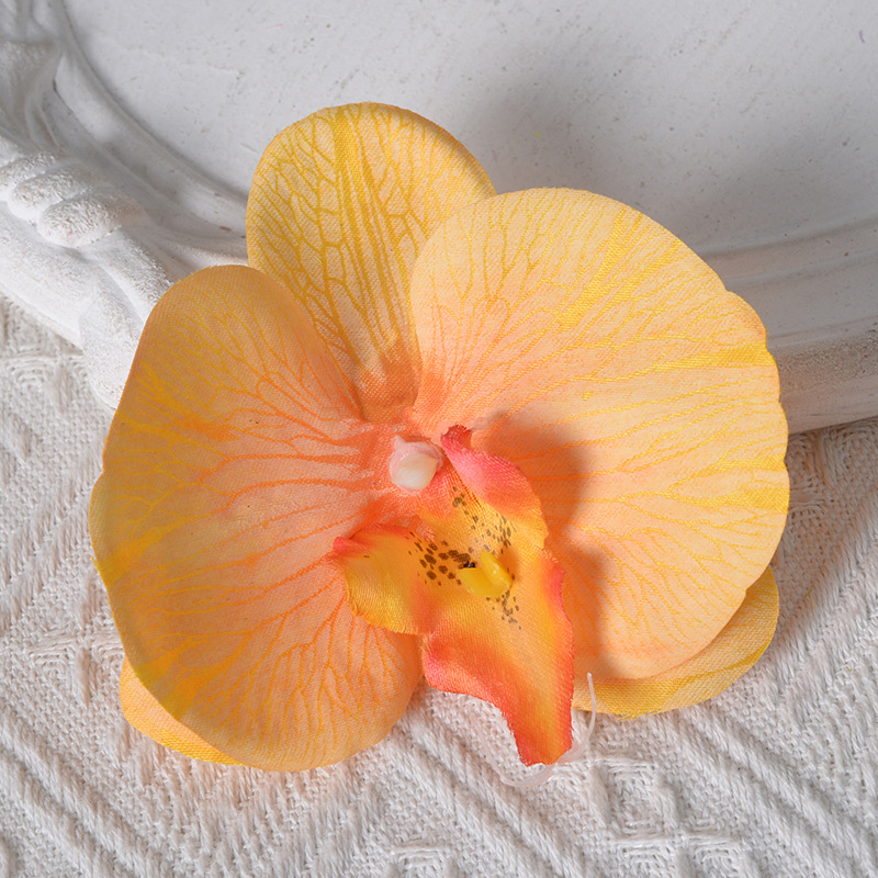 Película blanca Phalaenopsis flor cabeza pétalo simulación flor accesorios tocado horquilla diy flor decorativa de boda hecha a mano