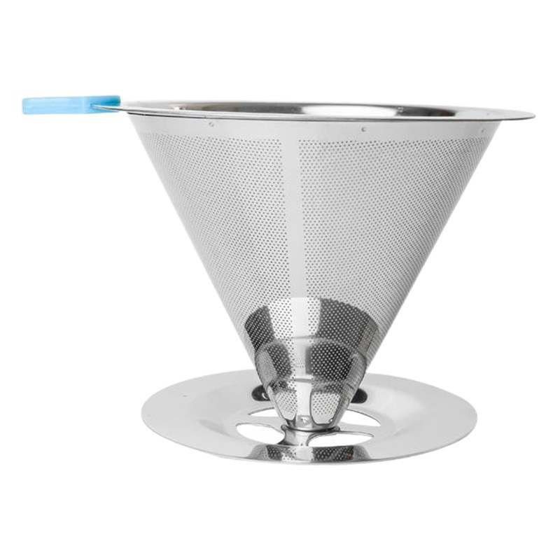 Filtro de café de acero inoxidable V60 con base, sin necesidad de papel de filtro, filtro de café