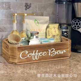 木质台面多功能收纳盒 桌面化妆品咖啡包厨房调料多功能整理盒