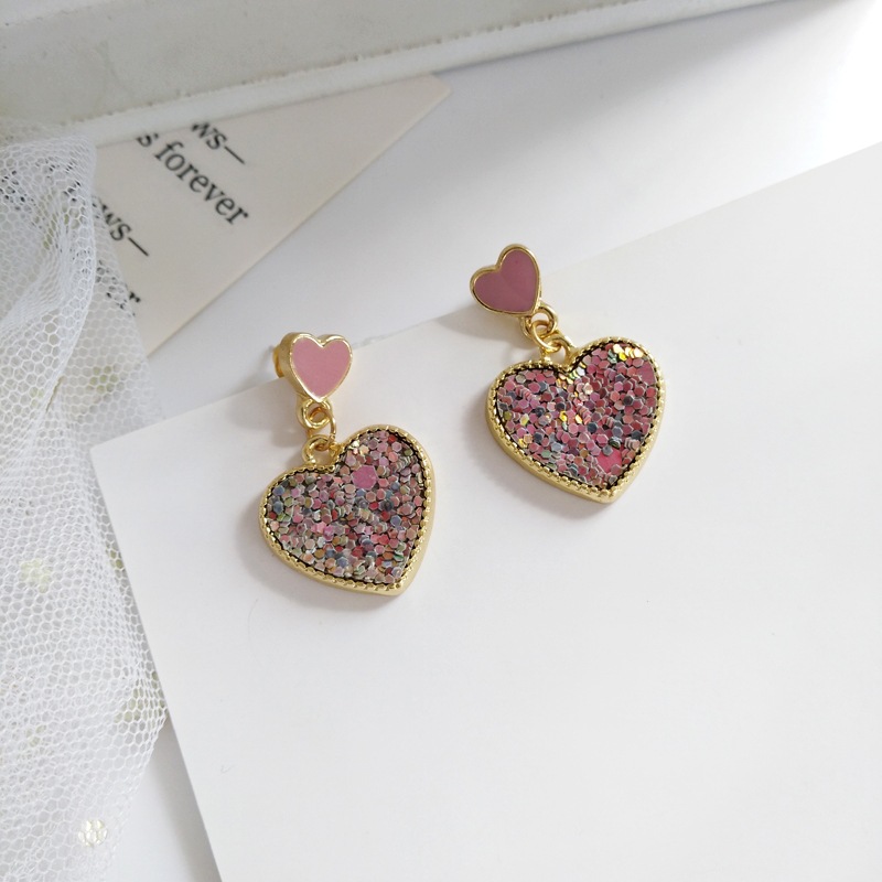 Daily Occasion 1 Pair Simple Style Heart Shape Alloy Enamel Women's Drop Earrings