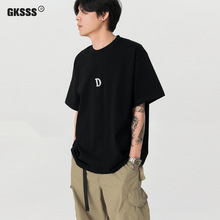 GKSSS夏季男士300克字母印花潮牌街头简约设计宽松情侣短袖T恤潮