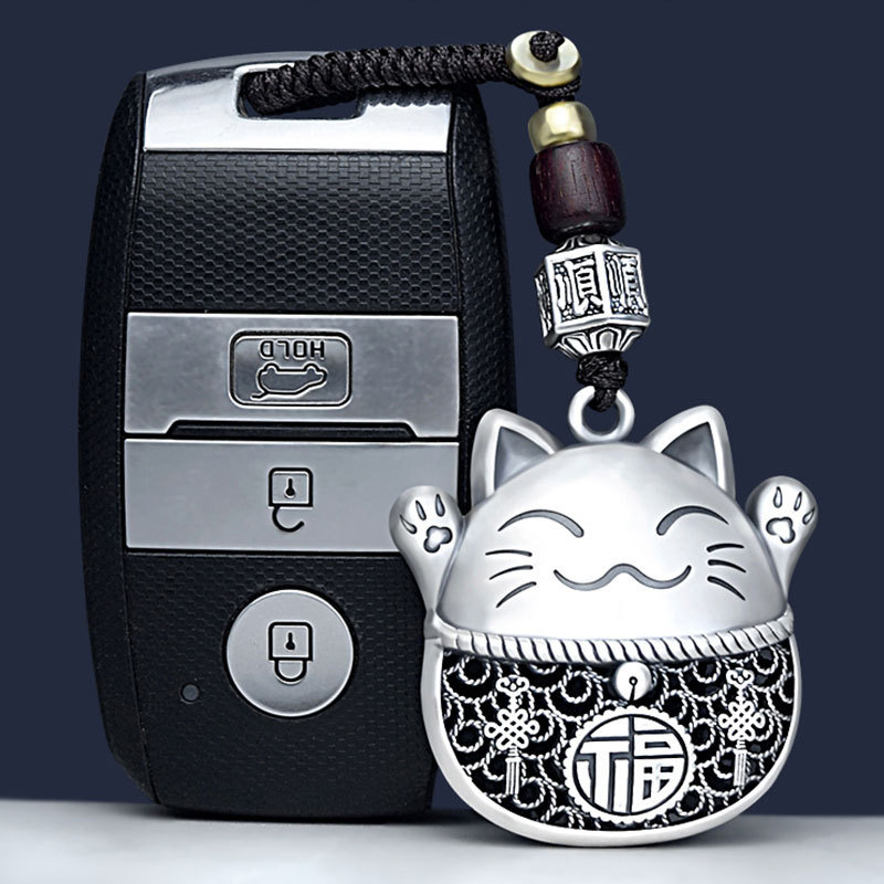 Lucky Cat coche llavero hombres y mujeres de moda colgante personalizado de alta gama hecho a mano llavero coche colgante regalo creativo
