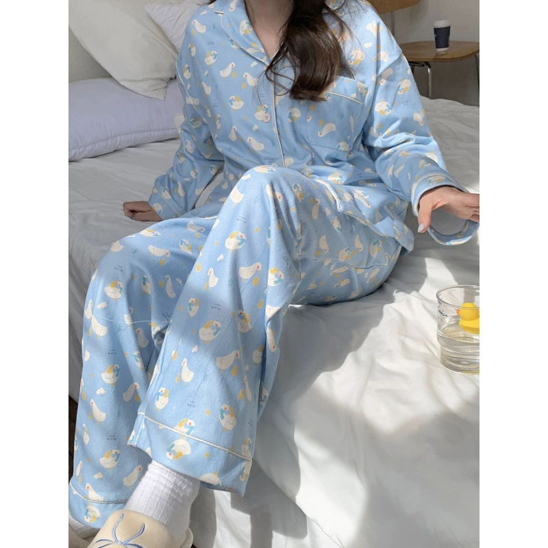 Brand winter cartoon double-sided velvet glutinous rice, pijama, set, increased thickness