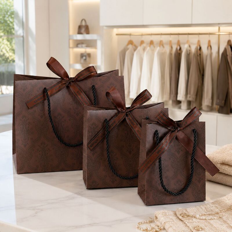 Elegant brown ins-style gift bag, hand-held paper bag, birthday party favor packaging paper bag, gift bag, supports customization
