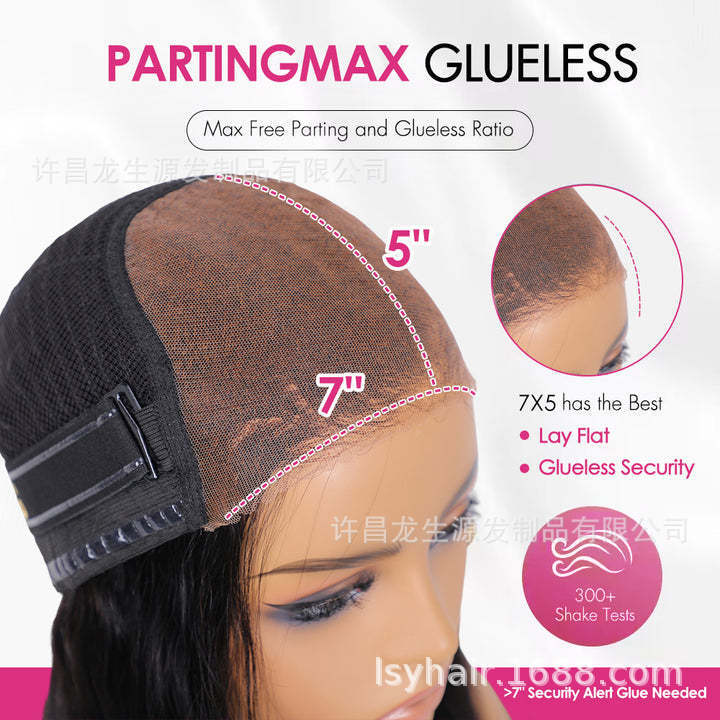 Source Factory 5*7Glueless lace 5x 7 No Glue Lace Headgear Wig Human Hair wig