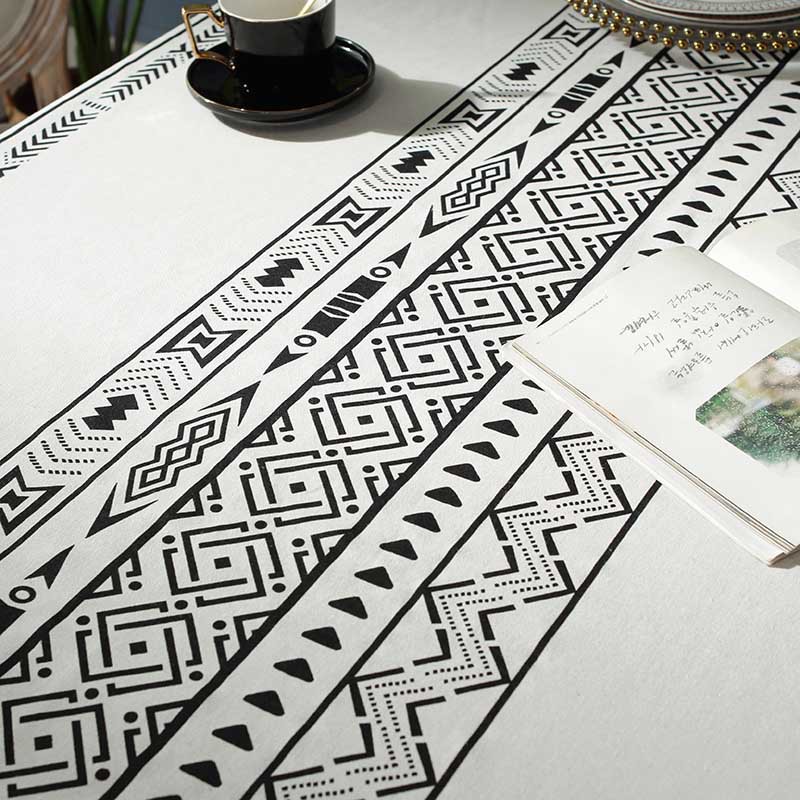 bohemian crown geometric black tassel rectangular table cloth western table coffee table cover clothpicture7