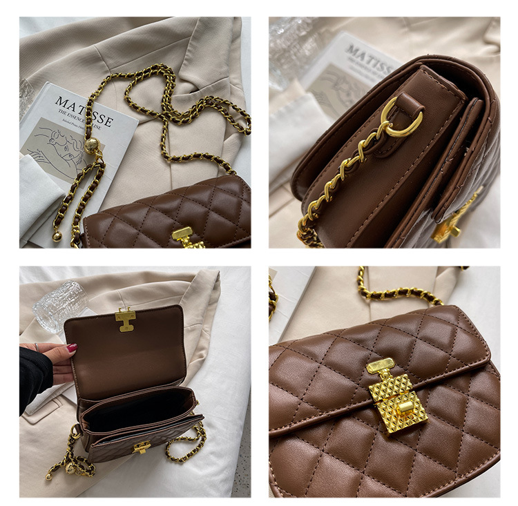 حقيبة صغيرة لحقيبة سلسلة من الحقائب النسائية Ins2021 قفل جديد أنيق اللون أحادي الكتف ، حقيبة نسائية ، حقيبة سرج display picture 3