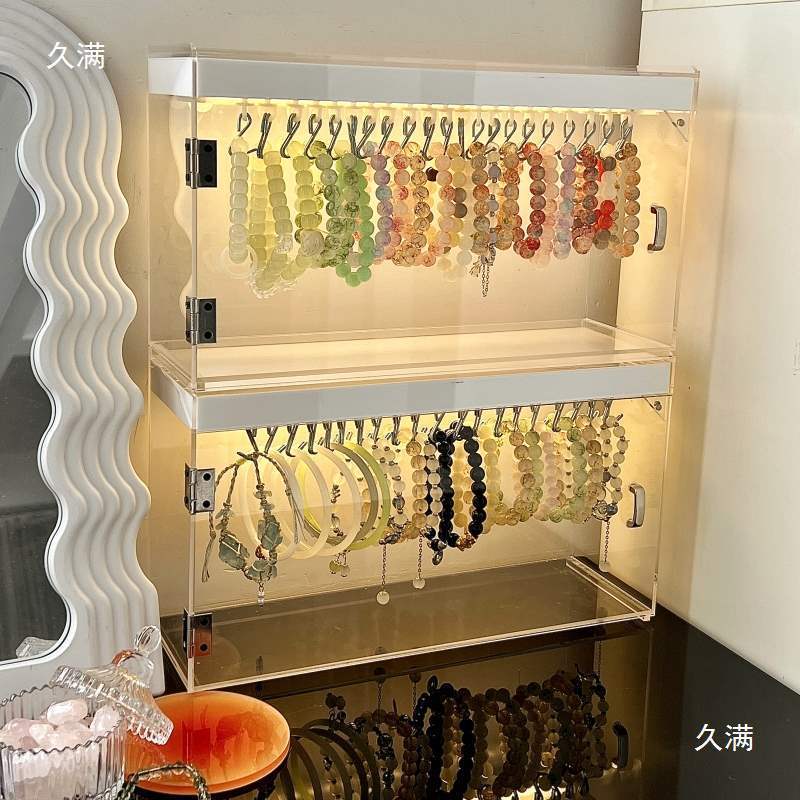 キーホルダー展示棚手串収納ケースアクリルライト付きスライドレールフックブレスレット水晶ブレスレットアクセサリーキャビネットが多いです。|undefined
