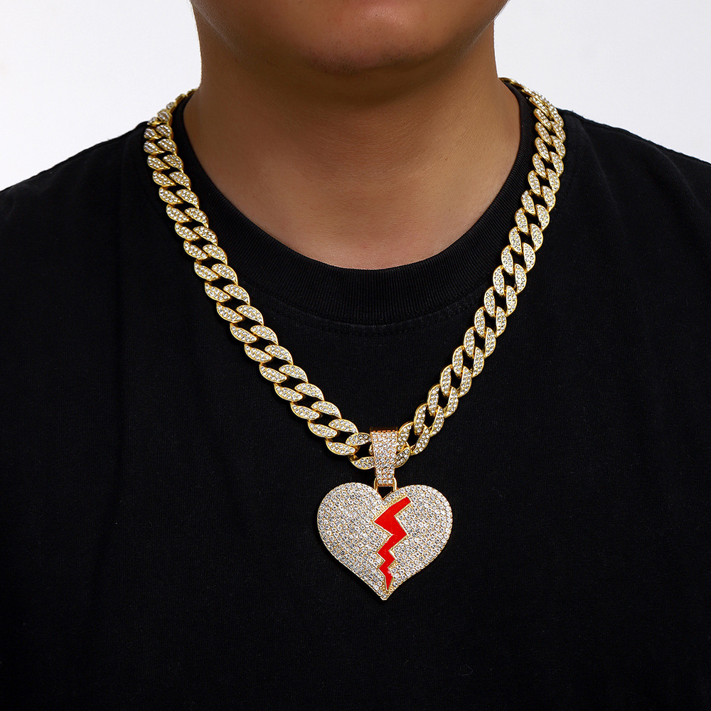 Calle Hip-Hop personalidad rompió rompiendo amor colgante cadena HIPHOP 15mm hebilla de reloj cadena cubana hombre