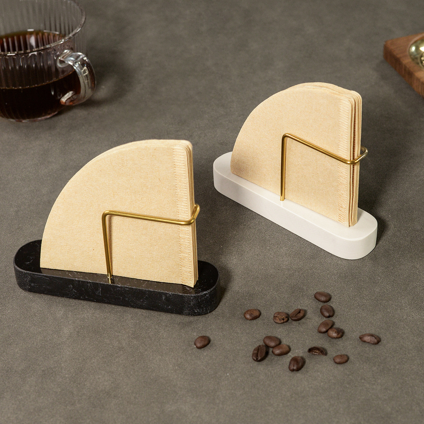 Caja de papel de filtro universal de café de mármol para soporte de toallas de almacenamiento vertical a prueba de polvo