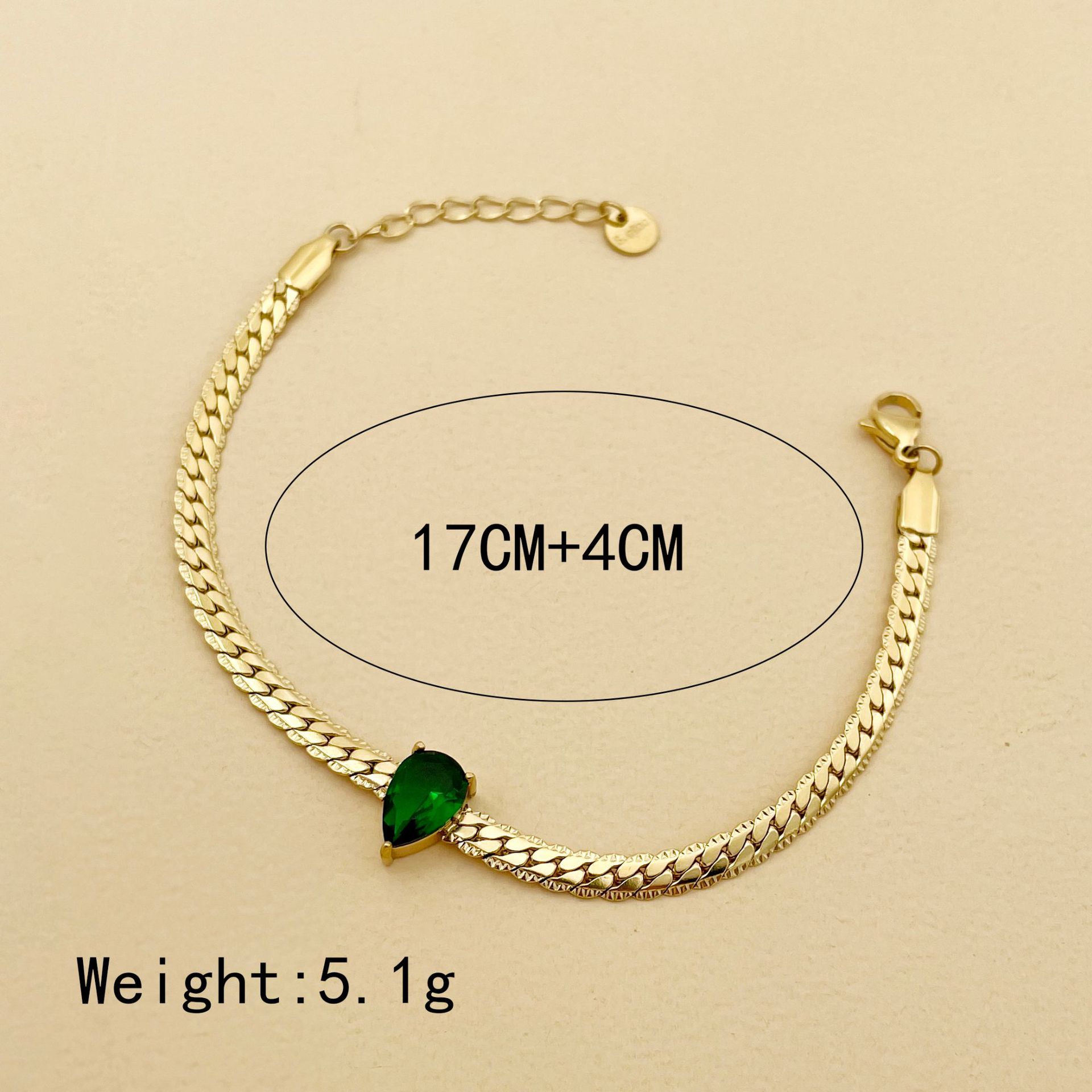 Fashion Water Droplets Stainless Steel Plating Inlay Zircon Bracelets 1 Piece