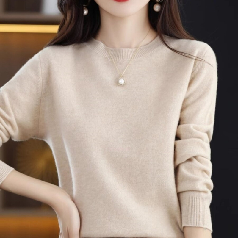 Off-Season Clearance Knitwear Women's Round-Neck Wool Sweater Spring Loose Short Sweater Long-Sleeve Plus-Size Inner Layer Base Shirt Off-Season Clearance Knitwear Women's Round-Neck Wool Sweater Spring Loose Short Sweater Long-Sleeve Plus-Size Inner Layer Base Shirt
