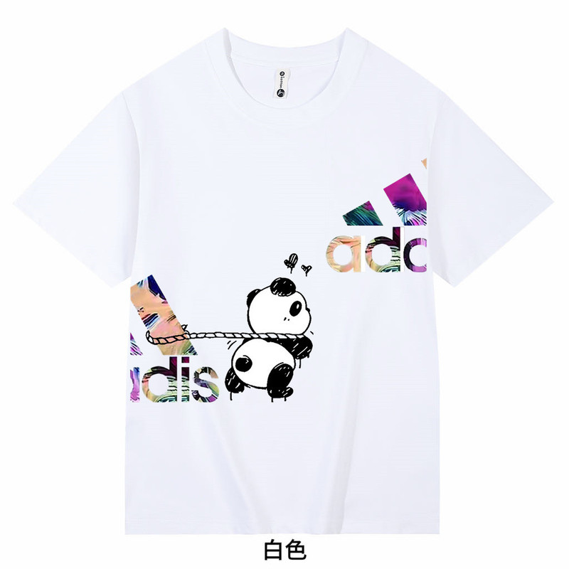 Adidas Short-Sleeve T-Shirt [Discount Zone] Outlet Summer Panda Print Round Neck Breathable Cotton T-Shirt for Men