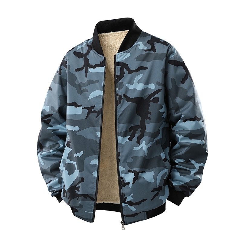 Manufacturer's cross-border supply of autumn and winter camouflage shearling cardigan jacket for men, European standard cross-border version, camouflage 308