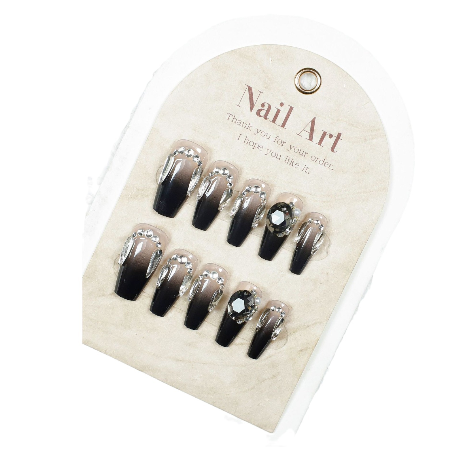 30 piezas para usar un parche de uñas de uñas falsas de estilo largo, chicas calientes dulces, viento fresco, parche de uñas negras