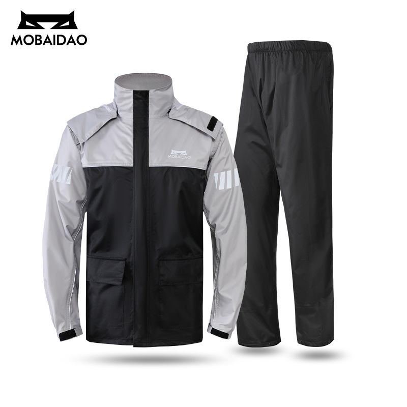 Motorcycle Raincoat Rainproof Set, Two Piece Waterproof Rainsuit, Riding Gear, Unisex_voghion.com