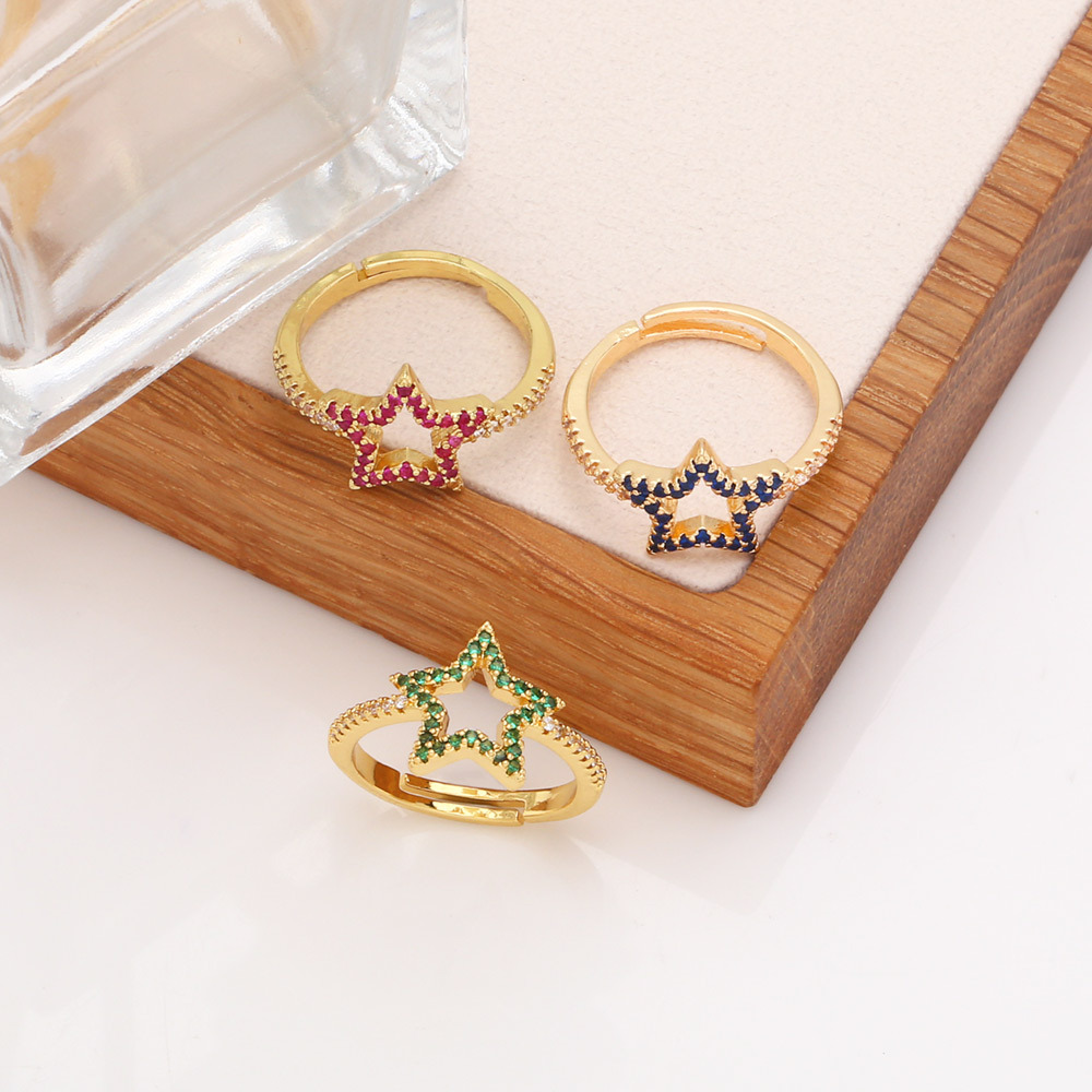 Fashion Star Copper Rings Plating Inlay Zircon Copper Rings