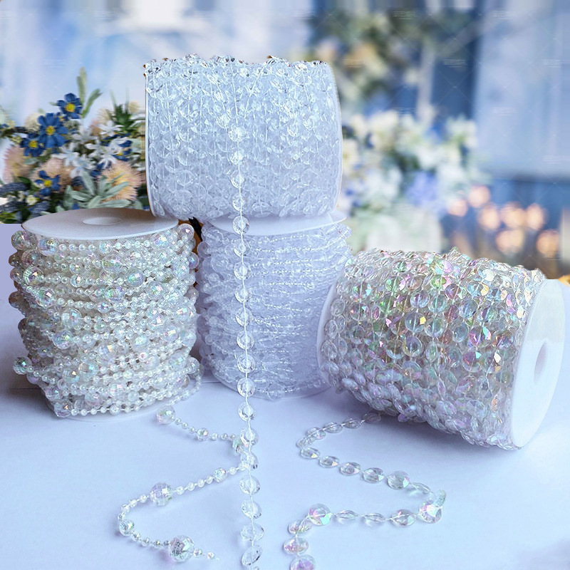 New acrylic bead transparent bead string Crystal flying saucer bead chain wedding decoration bead jewelry accessories