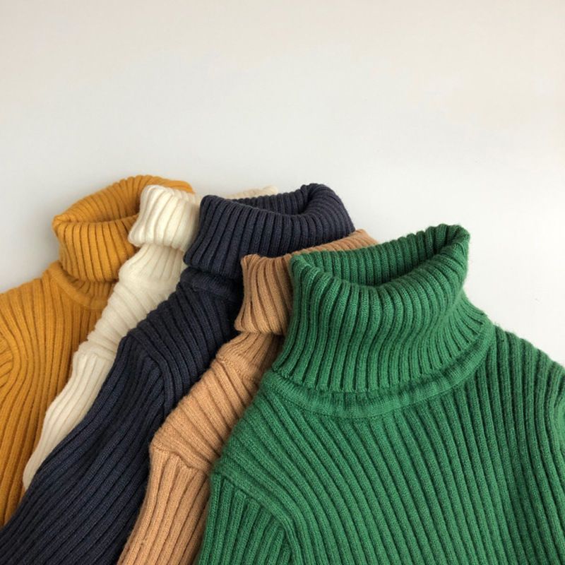 Stylish and versatile children's sweaters wholesale, autumn and winter long-sleeved knitted base layer for boys and girls, children's clothing, baby turtleneck tops