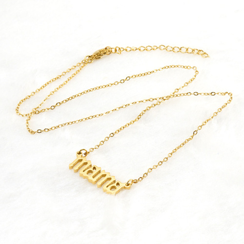 Cross-border European and American titanium steel MAMA Mother's Day gift gold stainless steel simple mother's English letter necklace for women